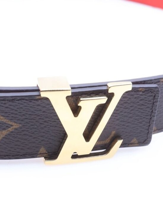 Louis Vuitton Monogram Ceinture LV Initial Leather Belt Brown Red main image 5
